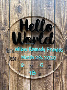 Hello World Birth Announcement Sign