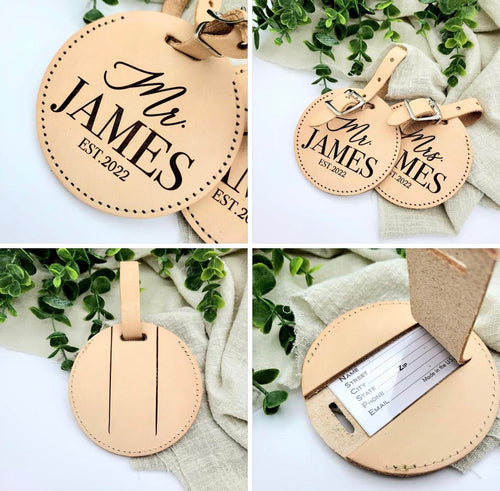 Round Leather Luggage Tags