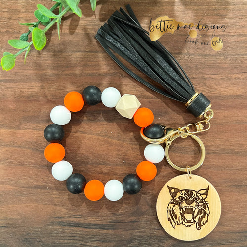 Orange and Black Silicone Wristlet Keychain